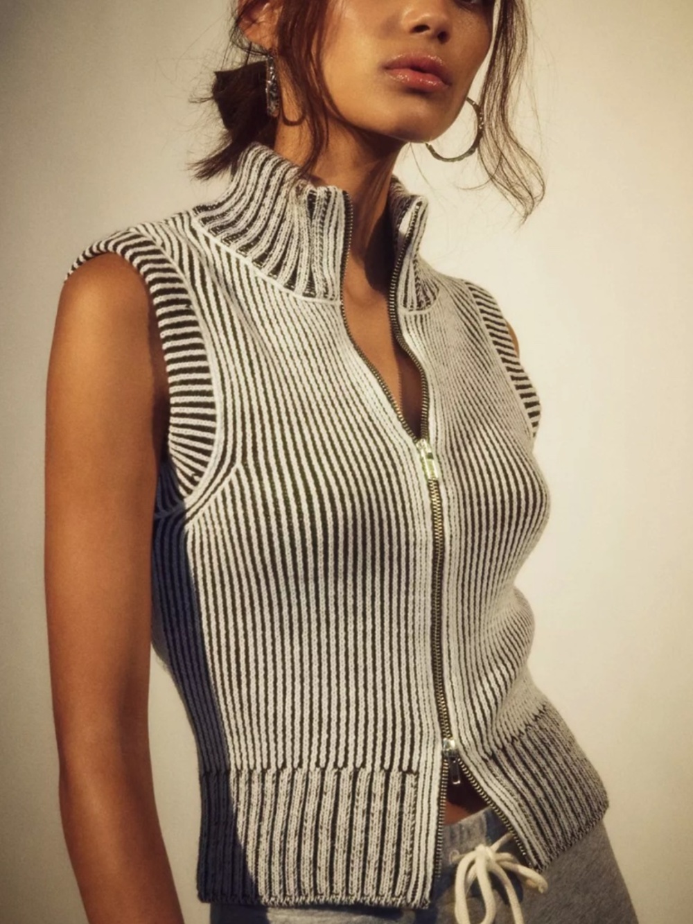 Jaded London Maddox Zip-Up Sweater Vest